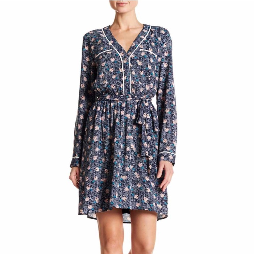 “Floral Patterned Tipped Dress”